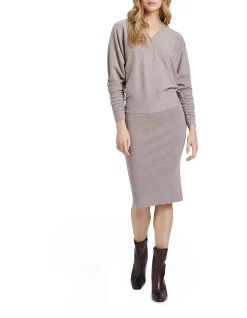 Top 10 👏 Oxford Francesca Rib V-Neck Knitted 👗 Dress In Brown 🧨