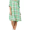 Promo 😍 Hammock & Vine Check Linen Tab Sleeve 👗 Dress In Green 🧨 -Sweetheart Sales Store unnamed file 1042