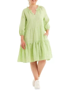 Best deal ✔️ Yarra Trail Tropic Check 👗 Dress In Pistachio/White Gingham ❤️