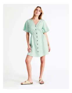 Best Sale ⌛ Grab Denim Eco Lyocell Button Through 👗 Dress In Mint 😉