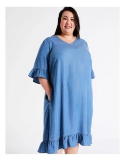 Best Pirce ⌛ Regatta Sustainable Lyocell Short Sleeve 👗 Dress With Frills In Indigo ✨