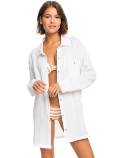 Hot Sale π€© Roxy Easy Relax Beach π Shirt π Dress In White β