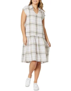 Top 10 ⭐ Hammock & Vine Linen Check Frill Hem 👗 Dress In Natural ❤️