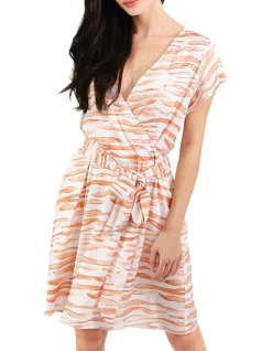 Best Pirce 😍 Belle & Bloom I'm The Star Wrap 👗 Dress In Papaya Ripple 👍