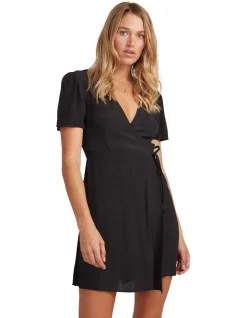 Best deal ⭐ Billabong Sunshine Wrap 👗 Dress Black ❤️