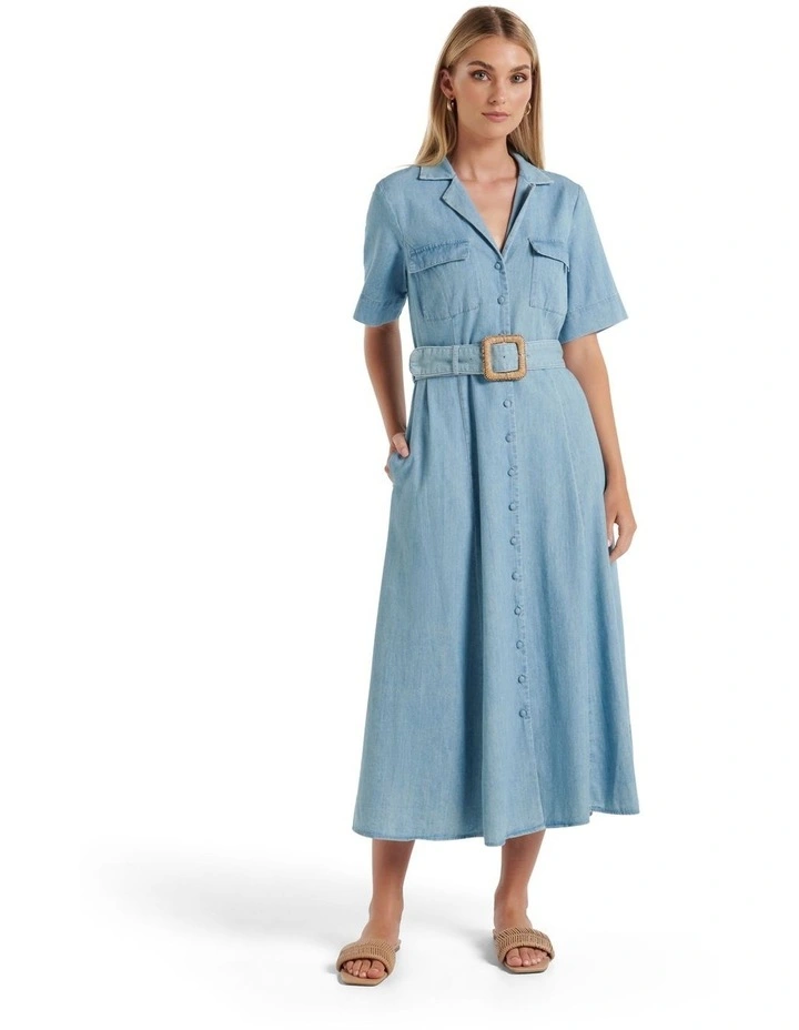 Deals β€οΈ Forever New Lavender Denim π Shirt Midi π Dress In Blue π 3 Deals β€οΈ Forever New Lavender Denim π Shirt Midi π Dress In Blue π