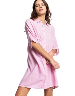 Promo ๐ Quiksilver Sunscape Short Sleeve ๐ Dress Orchid Flower โค๏ธ