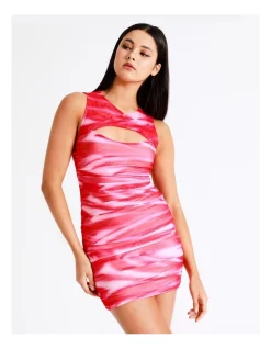 Coupon ✔️ Miss Shop Recycled Mesh Twist Front Mini 👗 Dress In Tie Dye Swirl Print 🔥