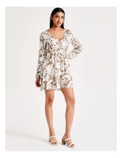 New 👍 Vero Moda Ani Bea Long Sleeve 👗 Dress In Aztec 🤩