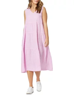 Brand new ⭐ Hammock & Vine Linen Sleeveless Tiered 👗 Dress In Pink 🛒 -Sweetheart Sales Store unnamed file 1352