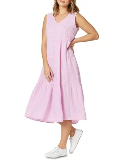 Brand new ⭐ Hammock & Vine Linen Sleeveless Tiered 👗 Dress In Pink 🛒 -Sweetheart Sales Store unnamed file 1353