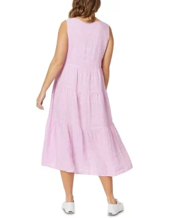 Brand new ⭐ Hammock & Vine Linen Sleeveless Tiered 👗 Dress In Pink 🛒 -Sweetheart Sales Store unnamed file 1355