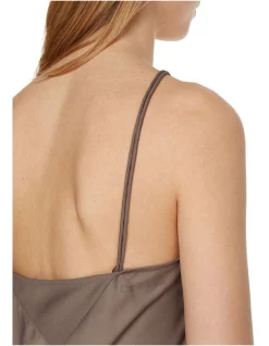 Promo 🔔 CALVIN KLEIN Recycled Crepe De Chine Midi Slip 👗 Dress In Brown ✨ -Sweetheart Sales Store unnamed file 1358