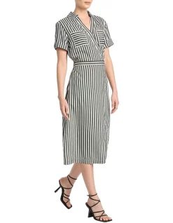 Hot Sale ⭐ David Lawrence Cerys Stripe Wrap 👗 Dress In Moss/White 🎉 -Sweetheart Sales Store unnamed file 1361