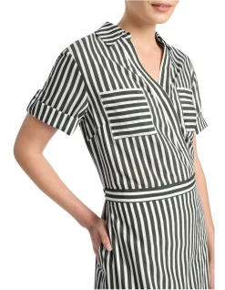 Hot Sale ⭐ David Lawrence Cerys Stripe Wrap 👗 Dress In Moss/White 🎉 -Sweetheart Sales Store unnamed file 1362