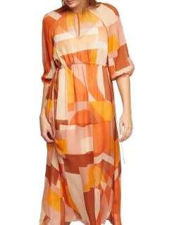 Best Sale 🌟 Oxford Maradon Printed Maxi 👗 Dress In Orange/Tan 💯 -Sweetheart Sales Store unnamed file 1444