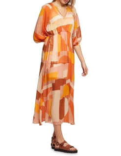 Best Sale 🌟 Oxford Maradon Printed Maxi 👗 Dress In Orange/Tan 💯 -Sweetheart Sales Store unnamed file 1445