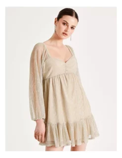 Coupon ๐ Tokito Metallic Plisse Babydoll ๐ Dress In Gold ๐ฏ