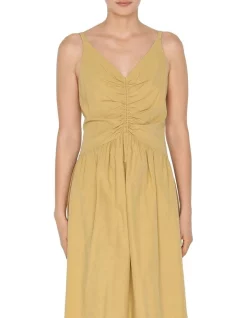 Buy ❤️ Cue Cotton Ruched Midi 👗 Dress In Chamomile Yellow 🤩 -Sweetheart Sales Store unnamed file 1583