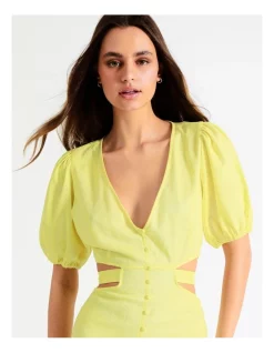 Promo ✔️ Miss Shop Linen Button Detail Tie Waist Mini 👗 Dress In Yellow 😍 -Sweetheart Sales Store unnamed file 16