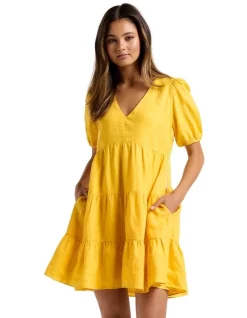 Wholesale 👏 Forever New Tuscany Linen Mini 👗 Dress Yellow 😍