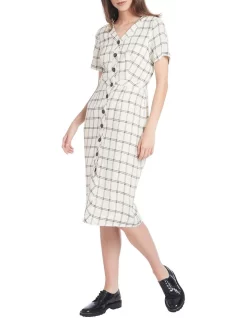 Brand new ❤️ Marcs Adrienne Linen Check 👗 Dress Ivory ⭐