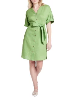 Wholesale ๐งจ Marcs Yara Washed Linen ๐ Dress Kiwi Green ๐