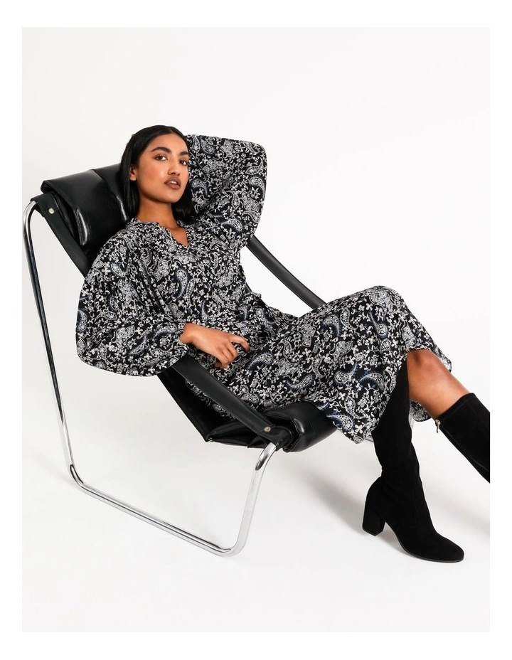 New π― Basque Paisley Button Through Midi π Dress In Black β 6 New π― Basque Paisley Button Through Midi π Dress In Black β - Image 4