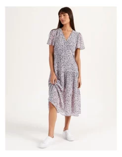 Best deal 👍 Tokito Tiered Meadow Ditsy Print Wrap Midi 👗 Dress Multi 🧨