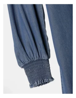 Cheap 🥰 ONLY Viviano Life Long Sleeve V-Neck 👗 Dress Medium Blue Denim 🔔 -Sweetheart Sales Store unnamed file 2052