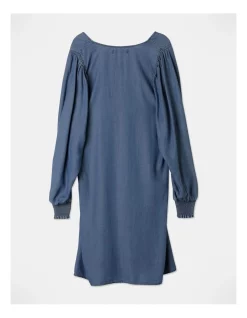 Cheap 🥰 ONLY Viviano Life Long Sleeve V-Neck 👗 Dress Medium Blue Denim 🔔 -Sweetheart Sales Store unnamed file 2053