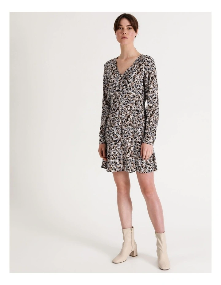Best Sale π Vero Moda Anna Long Sleeve Short π Dress Fossil Fina Print π 4 Best Sale π Vero Moda Anna Long Sleeve Short π Dress Fossil Fina Print π - Image 2
