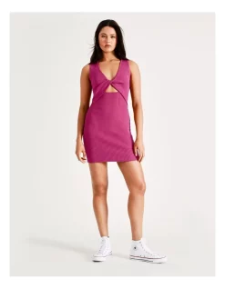 Flash Sale 🤩 Miss Shop Organic Cotton Twist Knit Mini 👗 Dress In Rose Violet ⭐