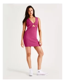 Flash Sale 🤩 Miss Shop Organic Cotton Twist Knit Mini 👗 Dress In Rose Violet ⭐ -Sweetheart Sales Store unnamed file 2067