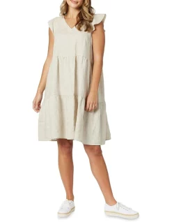 Best reviews of 🎁 Gordon Smith Ruffle Sleeve Linen 👗 Dress In Natural 💯