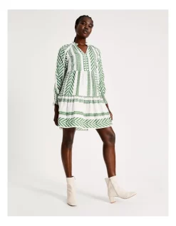 Flash Sale 😀 Vero Moda Dicthe Long Sleeve V-Neck 👗 Dress In Comfrey 🎁