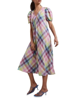 Cheap 🌟 Y.A.S Siro Short Sleeve Linen Midi 👗 Dress In Multi 🔔 -Sweetheart Sales Store unnamed file 2176