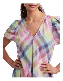 Cheap 🌟 Y.A.S Siro Short Sleeve Linen Midi 👗 Dress In Multi 🔔 -Sweetheart Sales Store unnamed file 2177