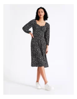 Budget 🧨 Miss Shop Sweetheart Button Through Midi 👗 Dress In Mono Animal 🔔