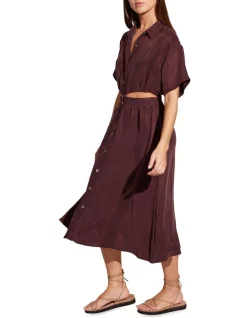 Budget 🛒 Staple The Label Veneto Cutout 👕 Shirtdress In Dark Brown ⌛ -Sweetheart Sales Store unnamed file 2257