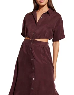 Budget 🛒 Staple The Label Veneto Cutout 👕 Shirtdress In Dark Brown ⌛ -Sweetheart Sales Store unnamed file 2258