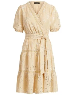 Best Sale 🤩 Lauren Ralph Lauren Eyelet Cotton Voile 👗 Dress In Natural Beige 🛒 -Sweetheart Sales Store unnamed file 2278
