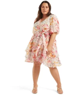 Outlet 🎁 Forever New Curve Kelsey Puff Sleeve Mini 👗 Dress In Multi 🥰 -Sweetheart Sales Store unnamed file 2295