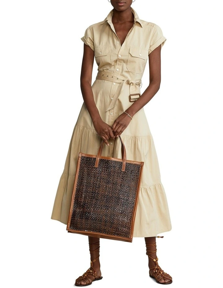 Outlet π€© Polo Ralph Lauren Belted Tiered Cotton Utility Midi π Dress In Beige π 5 Outlet π€© Polo Ralph Lauren Belted Tiered Cotton Utility Midi π Dress In Beige π - Image 3