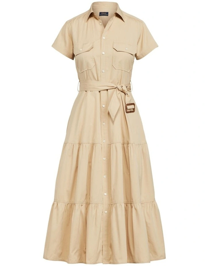 Outlet π€© Polo Ralph Lauren Belted Tiered Cotton Utility Midi π Dress In Beige π 6 Outlet π€© Polo Ralph Lauren Belted Tiered Cotton Utility Midi π Dress In Beige π - Image 4