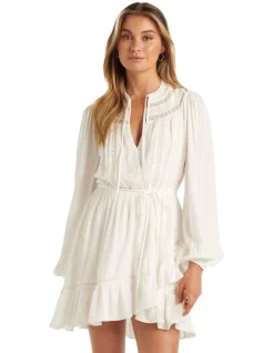 Best Sale ⭐ Forever New Mariana Trim Insert Mini 👗 Dress In White ❤️
