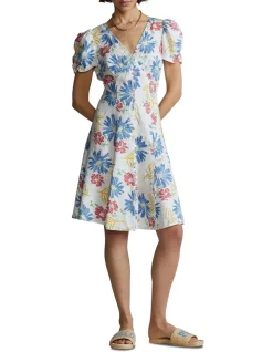Brand new 🌟 Polo Ralph Lauren Floral Button-Front Linen 👗 Dress In Multi 😀