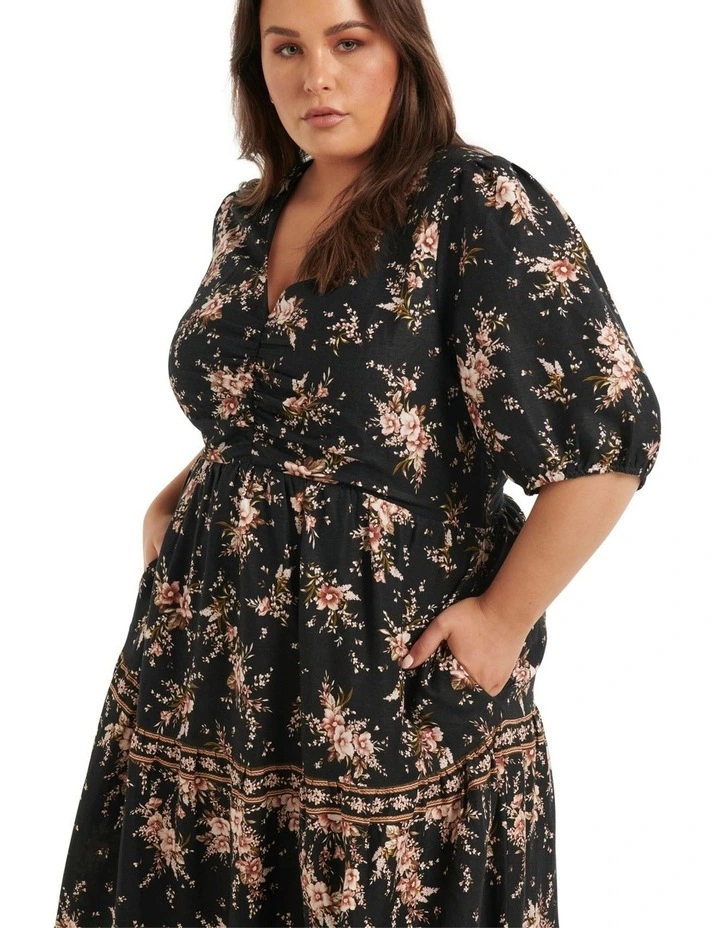 Cheapest π Forever New Curve Esme Ruched Midi π Dress In Black Montclair Floral π 6 Cheapest π Forever New Curve Esme Ruched Midi π Dress In Black Montclair Floral π - Image 4