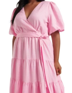 Budget ⌛ Forever New Curve Mara Tiered Wrap Midi 👗 Dress In Pink 💯 -Sweetheart Sales Store unnamed file 2349