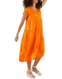 Best Pirce 😀 Yarra Trail Tiered Linen 👗 Dress In Orange Peel 🧨 -Sweetheart Sales Store unnamed file 2369